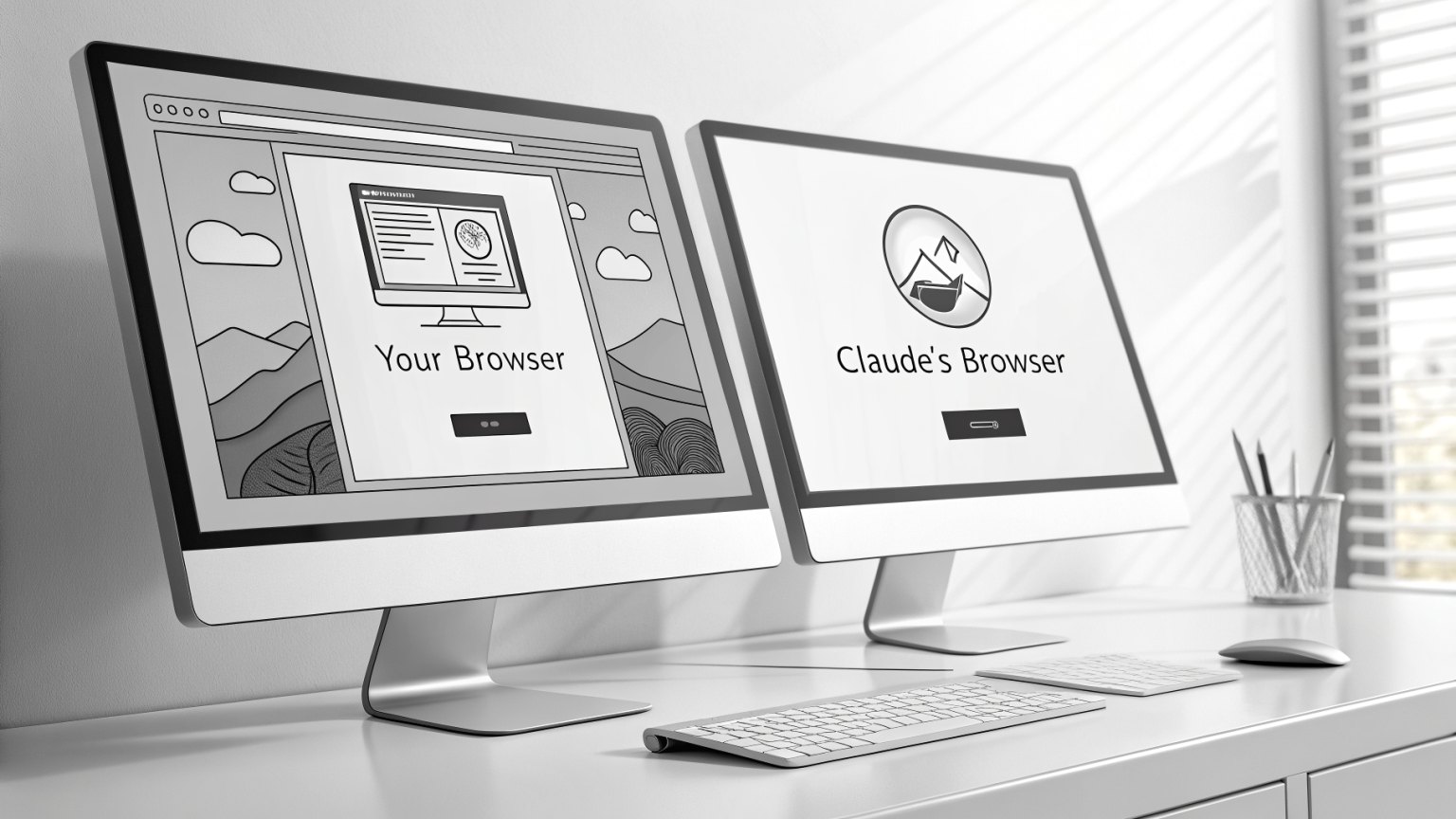 Two browser windows side by side: one personal, one Claude's