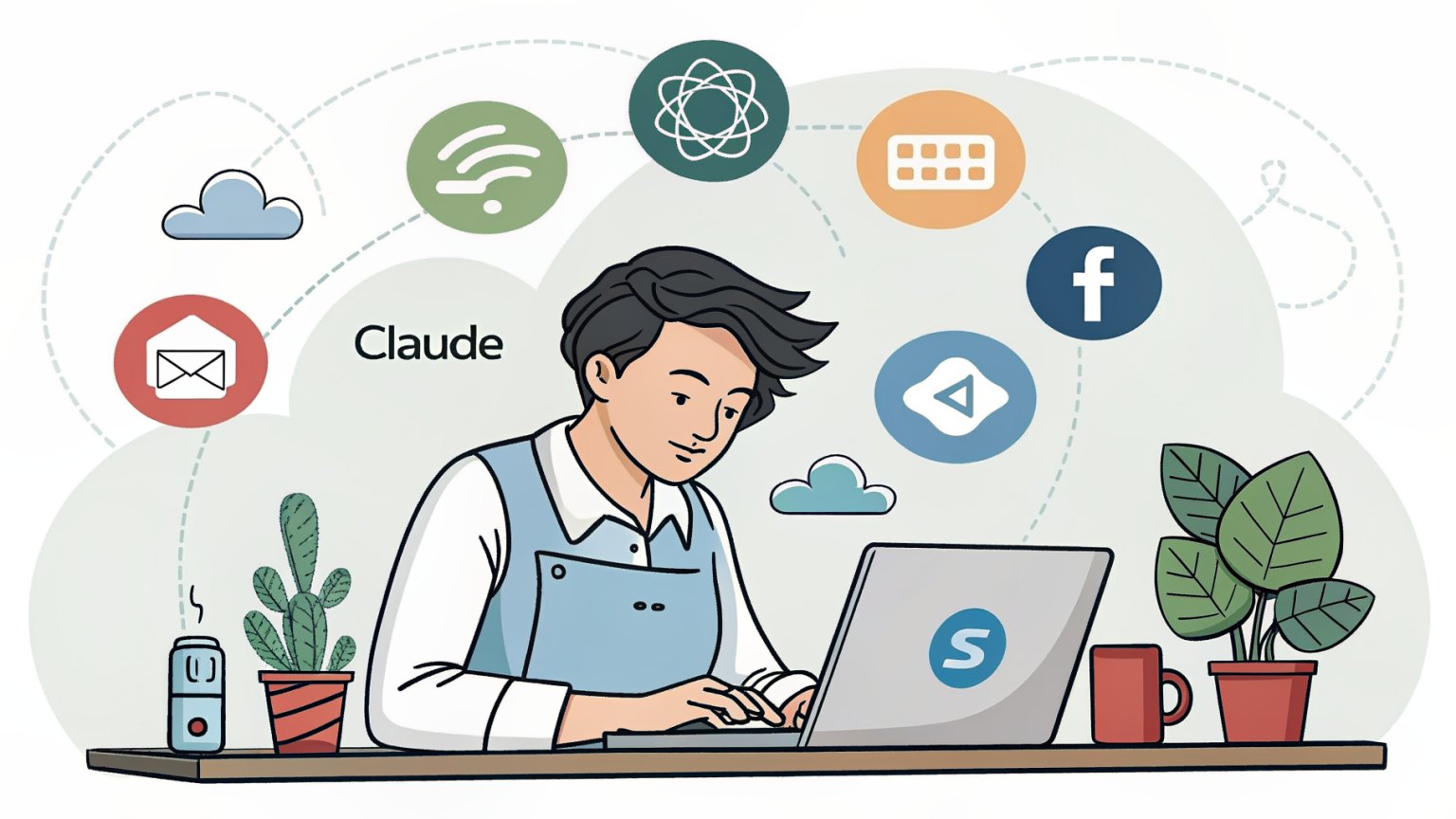 A small business owner using Claude's interface on a laptop
