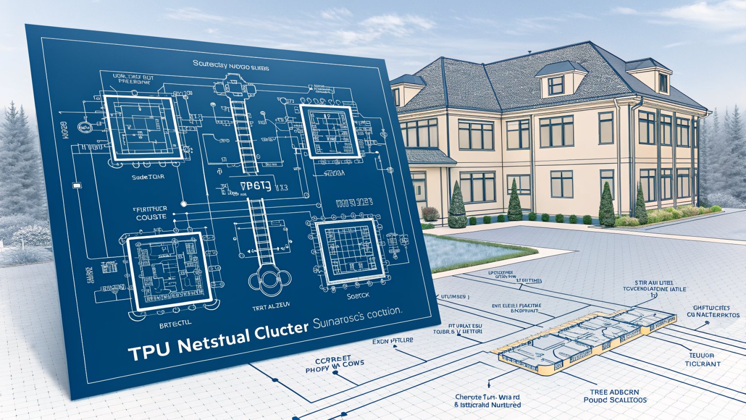 Blueprint overlay showing neural architecture matching hardware layout